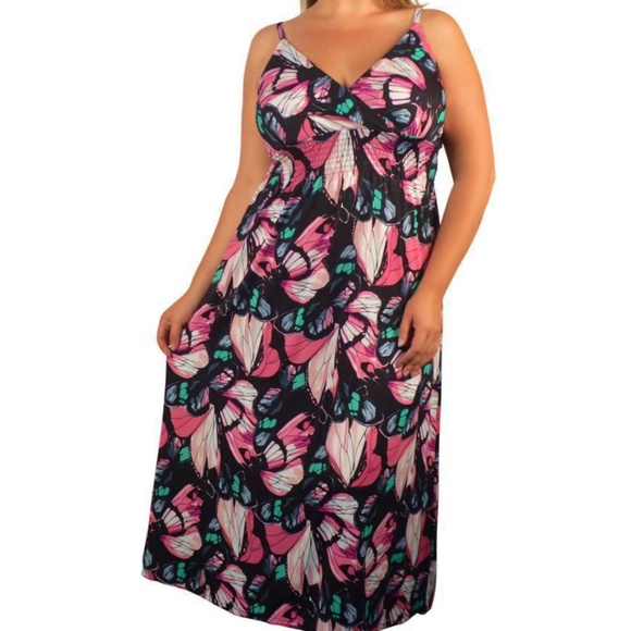 white butterfly maxi dress